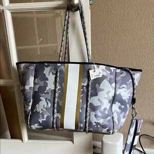 Altar'd State Gray and White Camouflage Tote